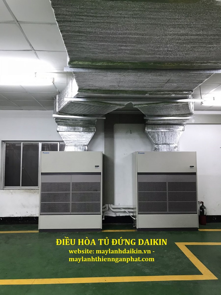 Máy lạnh tủ đứng công nghiệp nối ống gió lắp đặt tai xưởng xí nghiệp - KCN Tân Đô