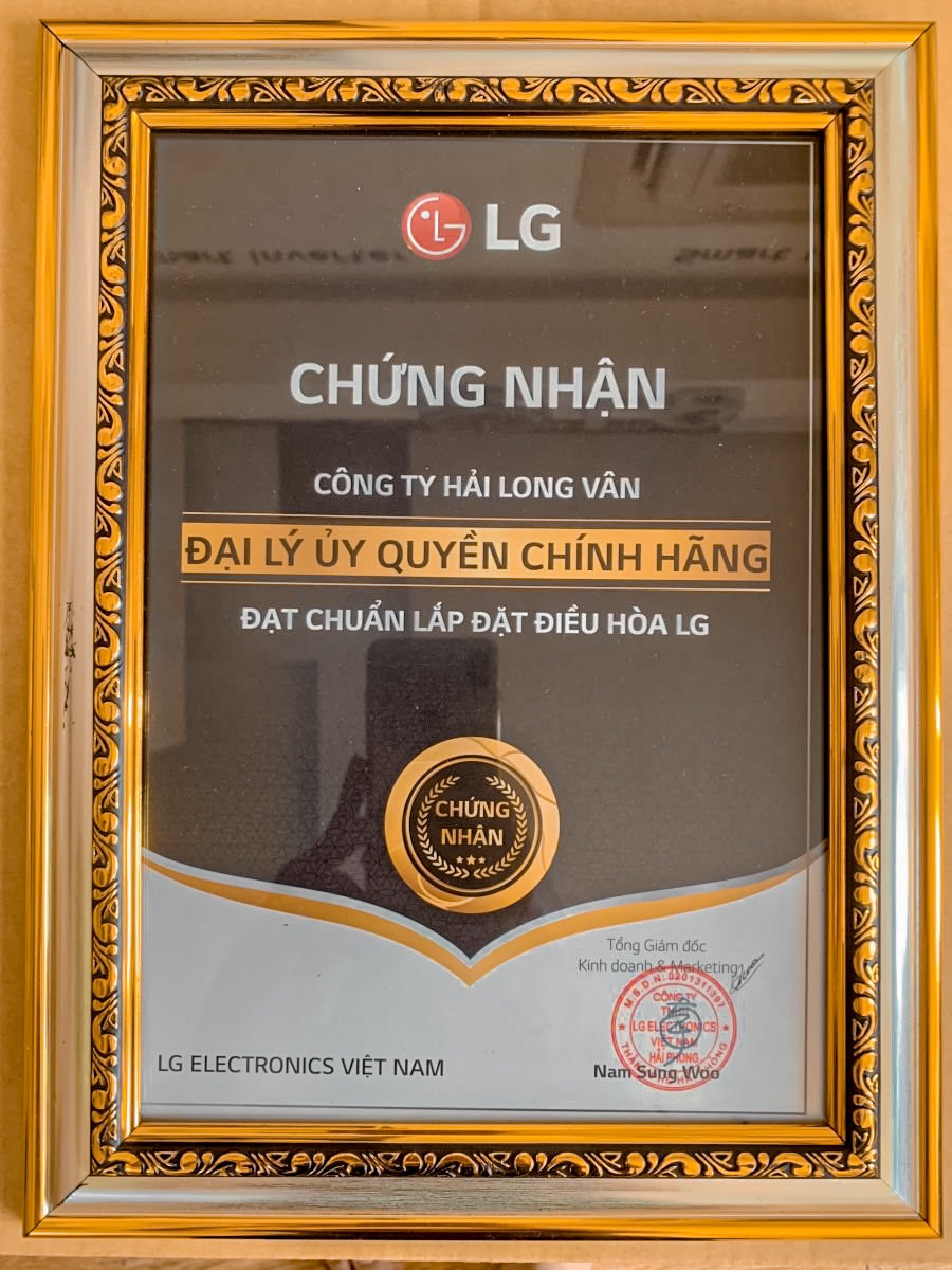 chứng nhận máy lạnh chính hãng LG