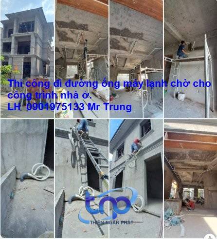 Đi đường ống đồng máy lạnh chờ cho nhà ở 