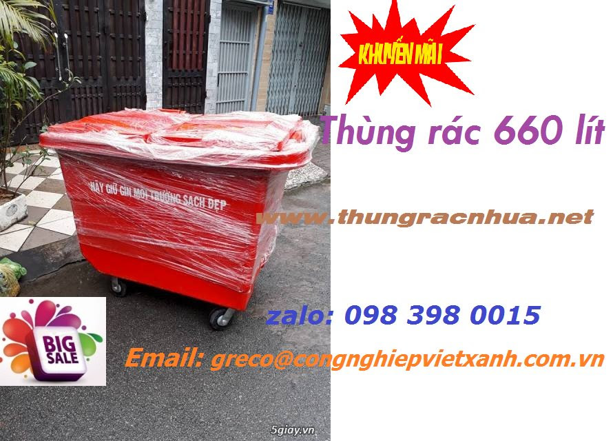 Thùng rác composite 660 lít loại sản phẩm thùng rác dung tích lớn