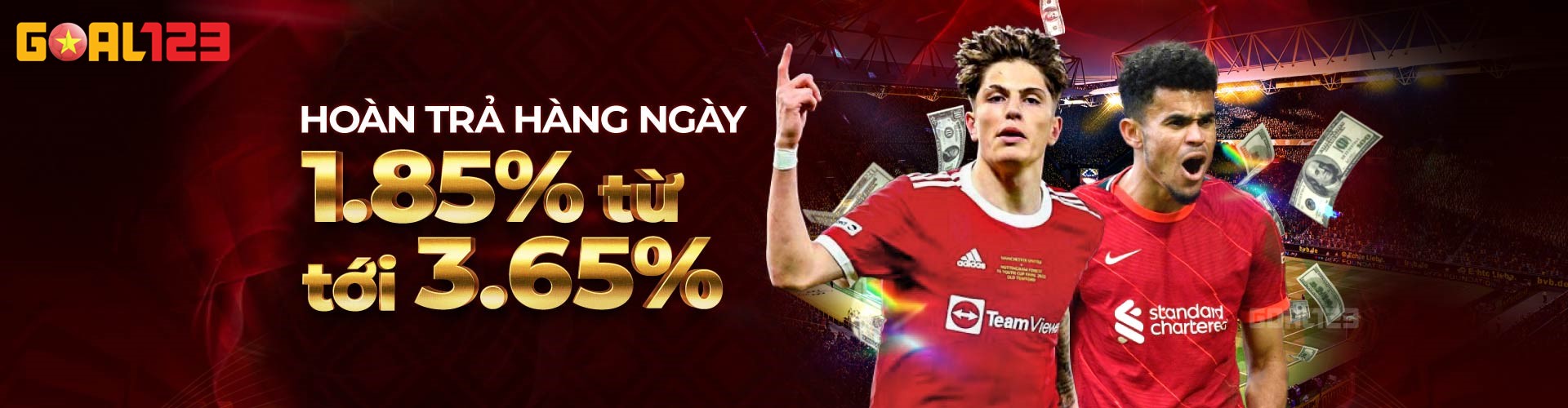 GOAL123 khuyến mãi HOÀN TRẢ HÀNG NGÀY từ 1.85% tới 3.65%