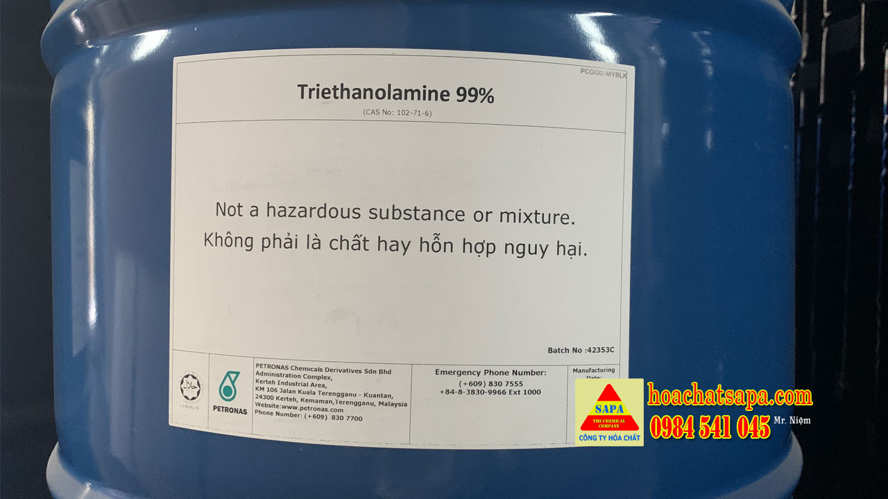 Triethanolamine 99% (TEA) nguyên liệu sản xuất Mỹ Phẩm