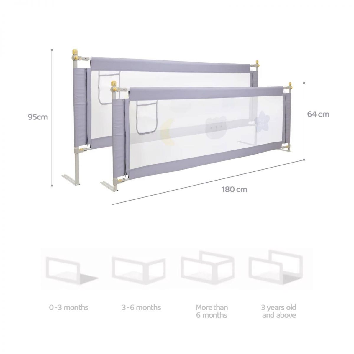 Thanh chắn giường Umoo 2m x 2m2 cao cấp cho trẻ em – dễ lắp đặt, tiện lợi