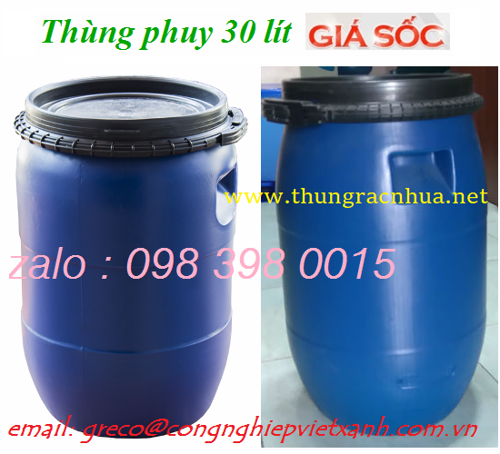 Thùng phuy 30 lít đựng sơn, thùng phuy nhựa 30 lít đựng phân bón