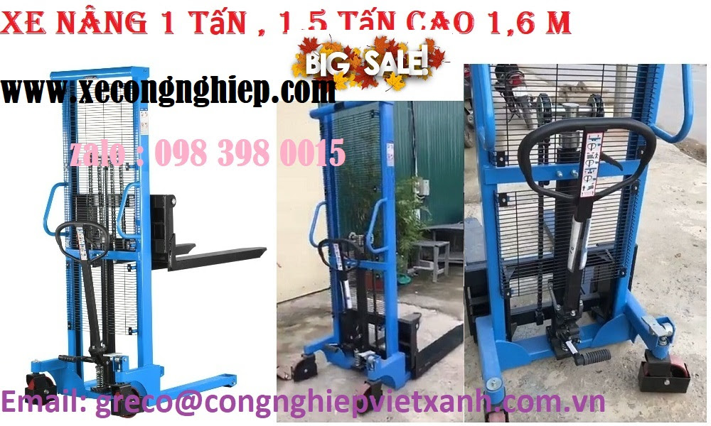 Xe nâng tay cao 2 tấn nâng 1m6