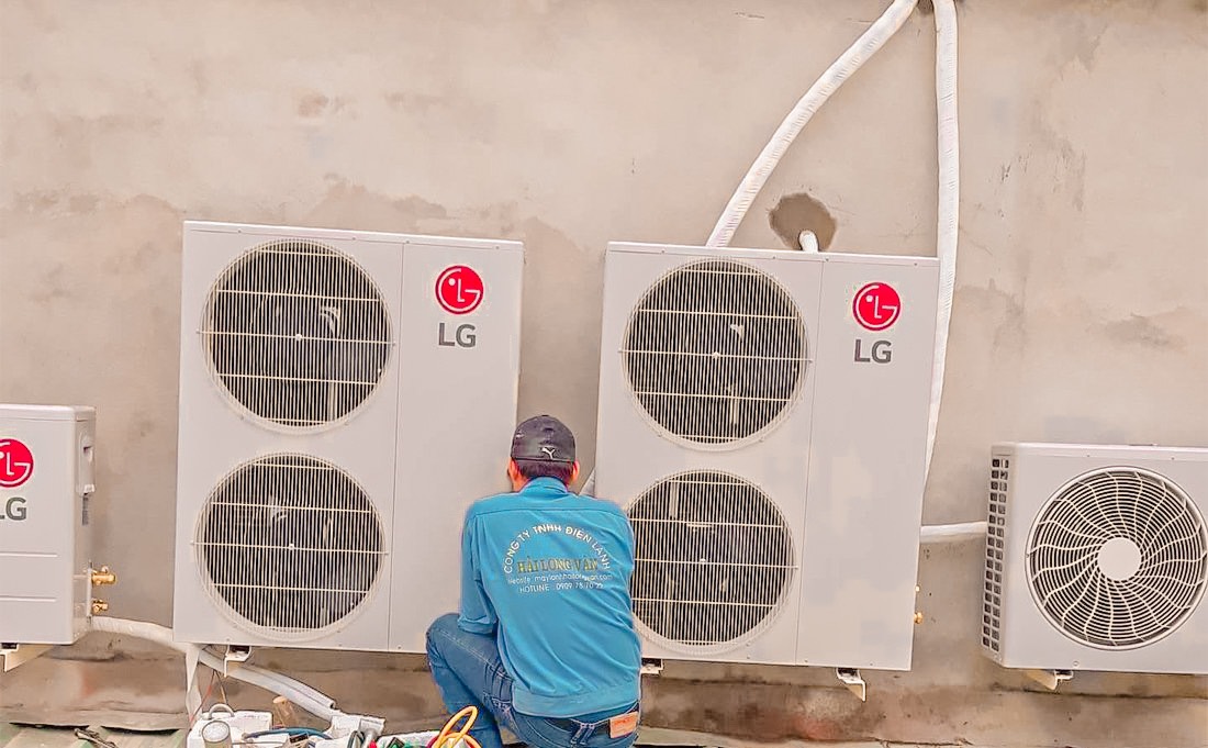 Hình ảnh lắp đặt máy lạnh âm trần Lg