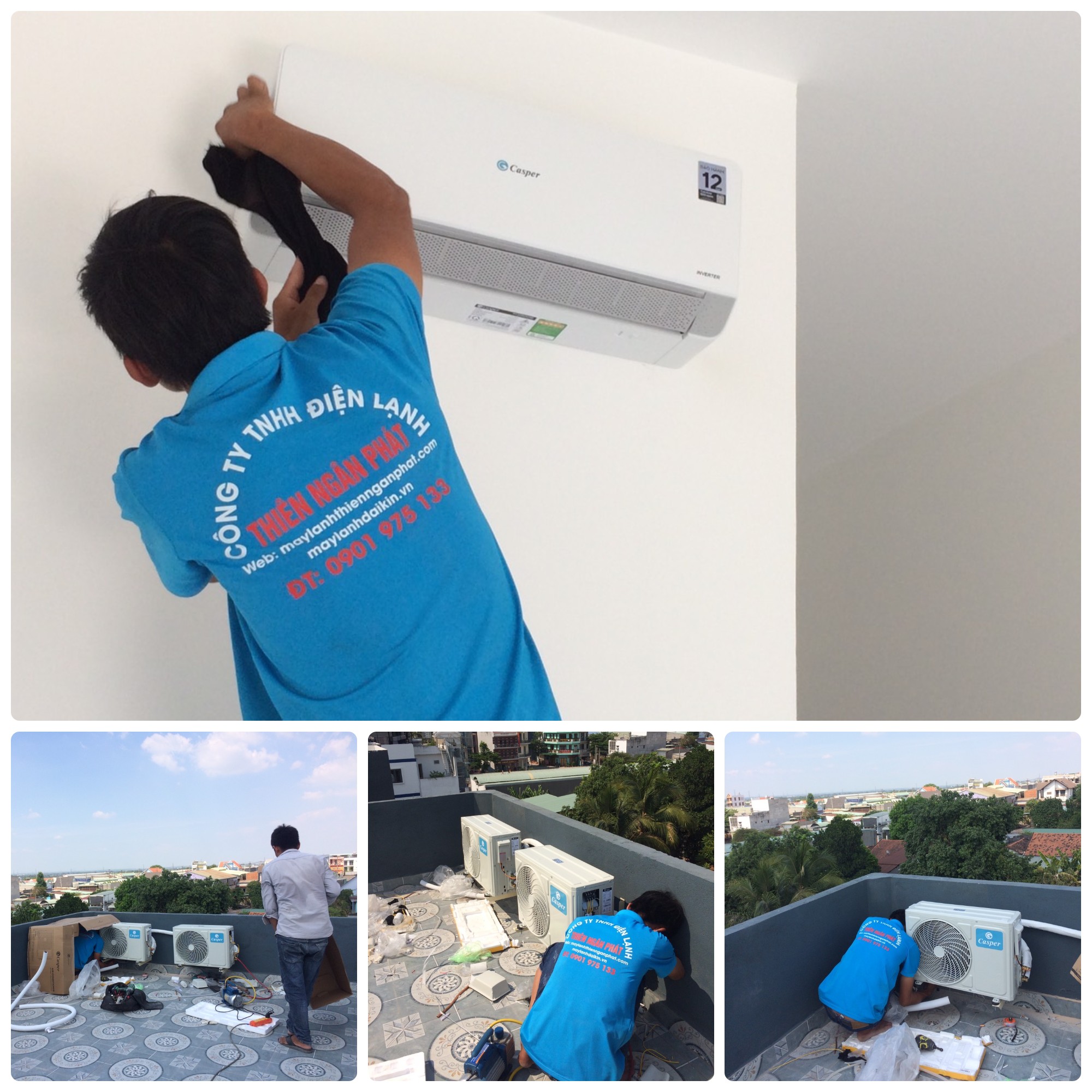 Thi công lắp đặt máy lạnh treo tường dân dụng cho nhà khách 