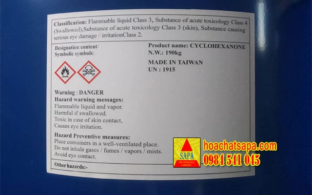 Cyclohexanone (CYC) - dầu ông già Cyclohexanone (CYC) - dầu ông già